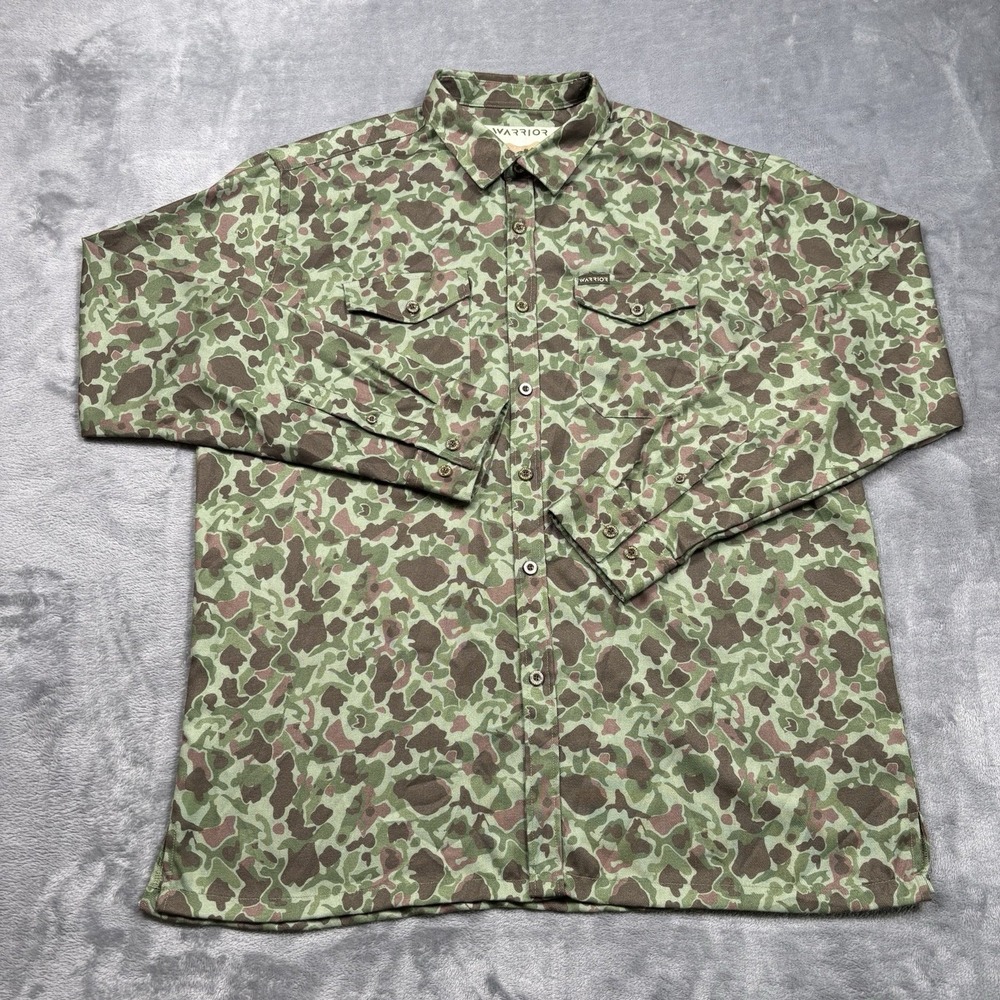Warrior Men's XL Frogskin Camo Hunting Shirt Long Sleeve Button Up Duck Hunter